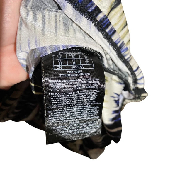 NWT GUESS 3/4 Sleeve Joise Rutched Mini Dress Jet Black Multi Size Medium - Picture 7 of 12